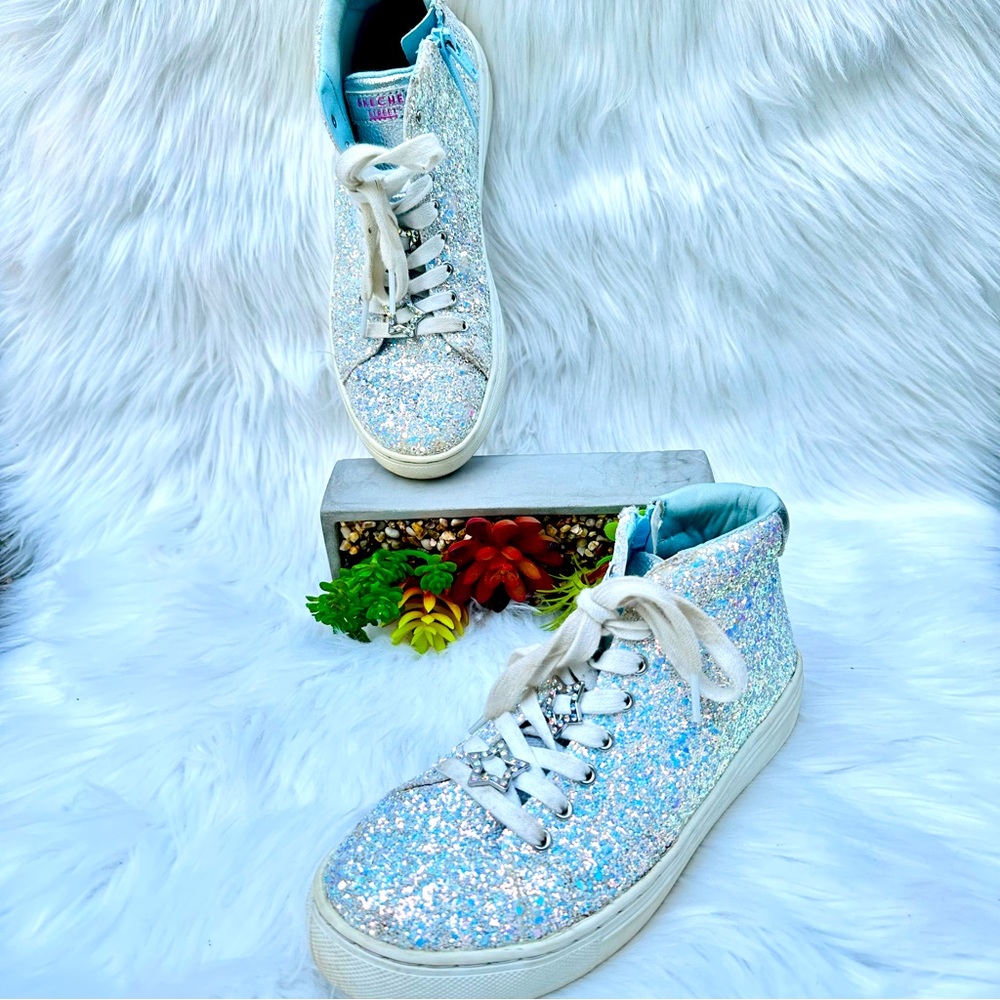 Skechers Street Glitter High Top Sneakers With Side Zippers, 4